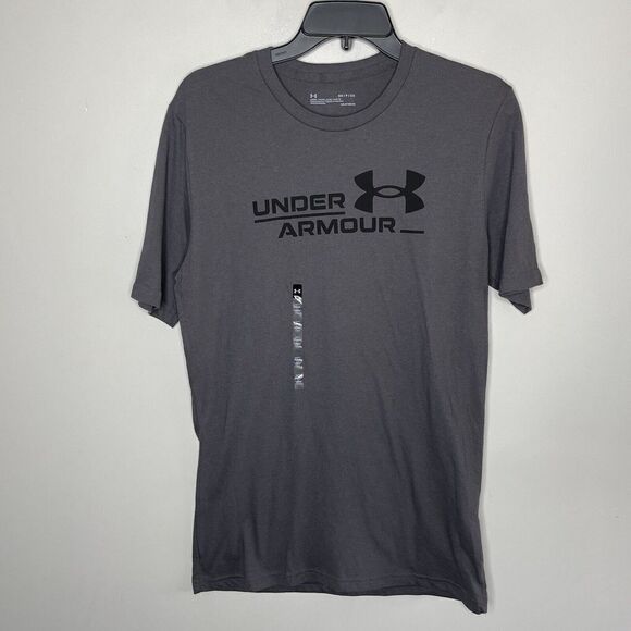 UNDER ARMOUR UA Mens HeatGear Loose Performance Tee NEW Sz S LOGO Gray T-Shirt - Picture 1 of 9